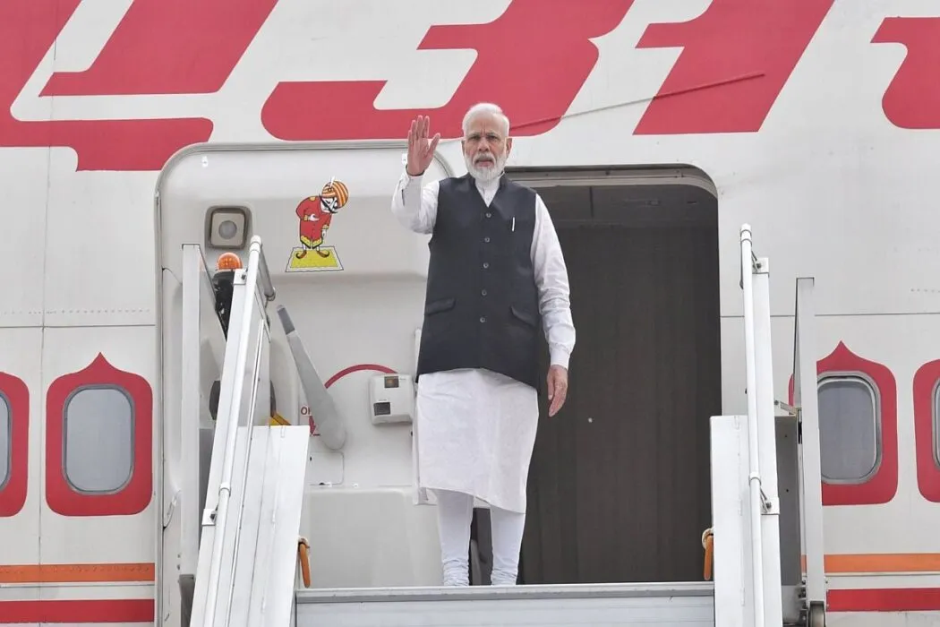 New Delhi: Prime Minister Narendra Modi emplanes for Brazil to participate in the 11th BRICS Summit, from New Delhi on Nov 12, 2019. (Photo: IANS/MEA)
